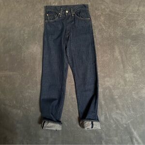 Levi's 701 Vintage 1950’s High Rise Dark Indigo Selvedge Blue Jeans size 28x34